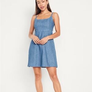 Blue Denim Strapless Dress